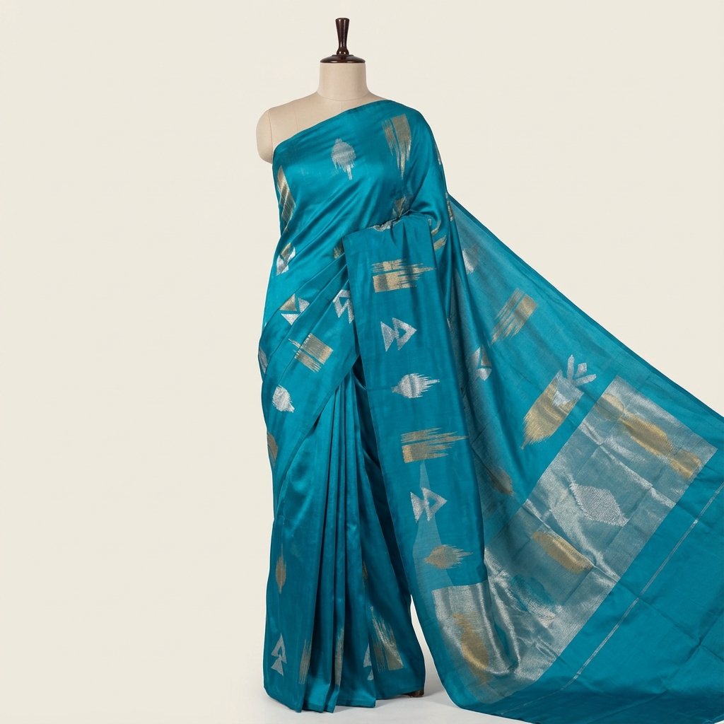 Peacock Blue Soft Silk Saree